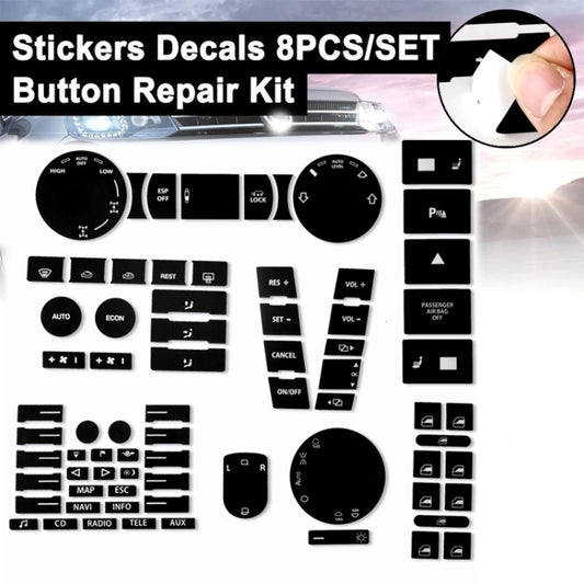 For 2005-2010 Volkswagen Touareg/Passat Steering Wheel Window AC Switch Button Repair Sticker(8pcs /Set) by buy2fix