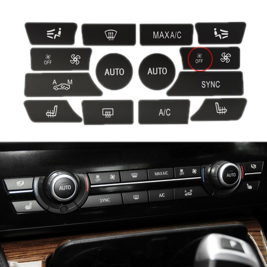 For BMW 5 Series/7 Series/X5/C6/F10/F01/F15 Air Conditioning Button Repair Sticker, Style: B 14pcs With OFF by buy2fix