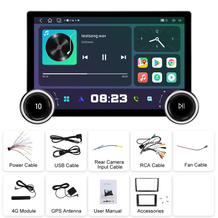 11.8 Inch 4+64G Dual Knob Player Android Large Screen Navigation Wireless CarPlay Reversing Image(Standard) by buy2fix
