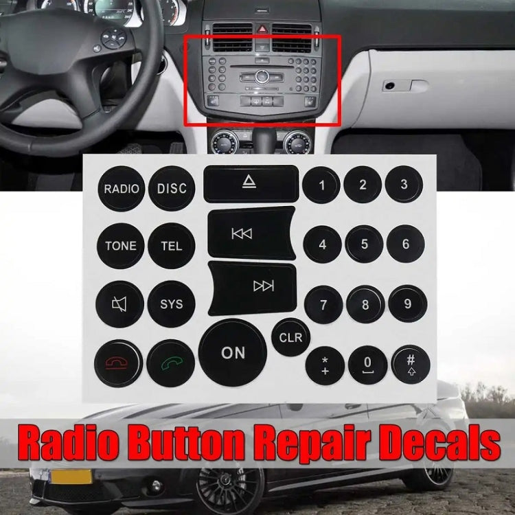 For Mercedes Benz C/E/GLK/W 2007-2014 Radio Button Repair Sticker(Style One) by buy2fix