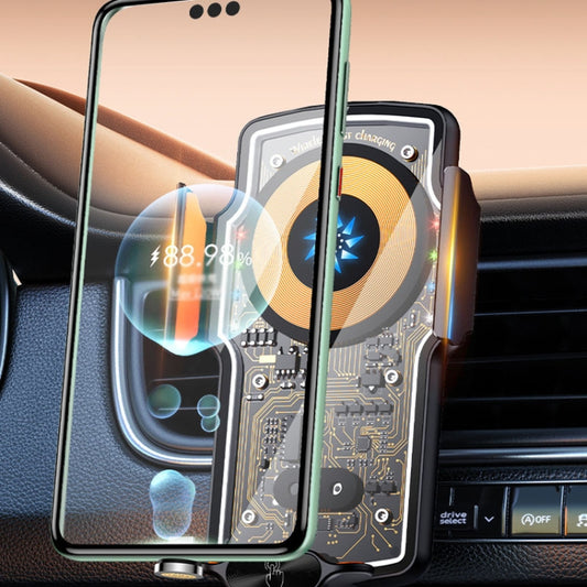 Car Magsafe Wireless Charger Transparent Induction 120W Fast Charging Universal Mobile Phone Bracket(Black) by buy2fix