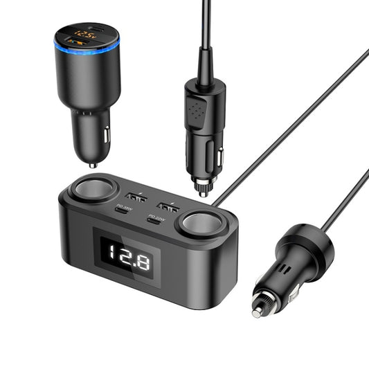 One To Four PD+QC Car Cigarette Lighter Multi-Port Mobile Phone Charger by buy2fix