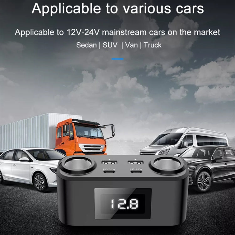 One To Four PD+QC Car Cigarette Lighter Multi-Port Mobile Phone Charger by buy2fix