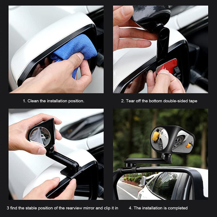 Car Auxiliary Mirror Multi-Function Wide-Angle Rear View Reversing Mirror(Black Left) by buy2fix