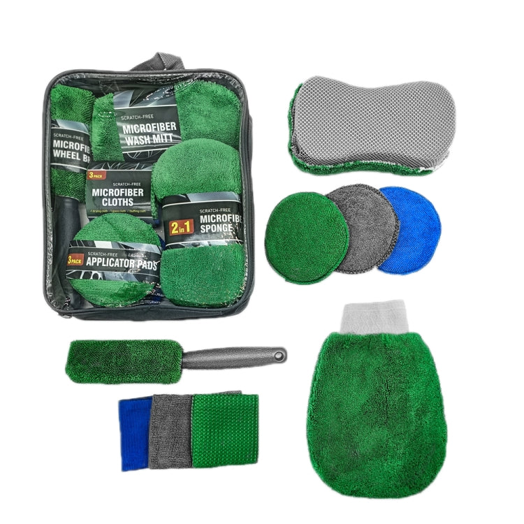 9pcs /Set Car Detailing Gloves Rags Waxing Cleaning Set(Green) by buy2fix