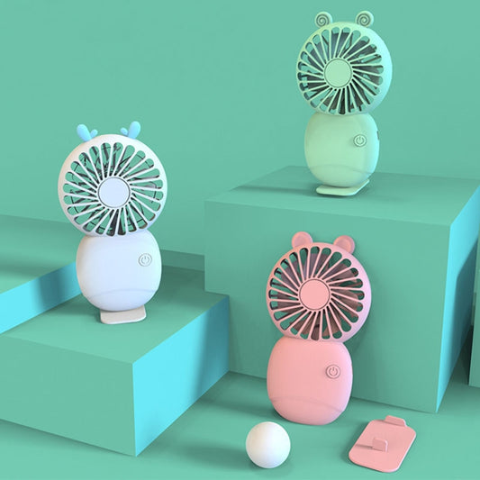 Summer Cartoon Pocket Handheld Stand Fan Rechargeable Silent Mini Fan(Pink) by buy2fix