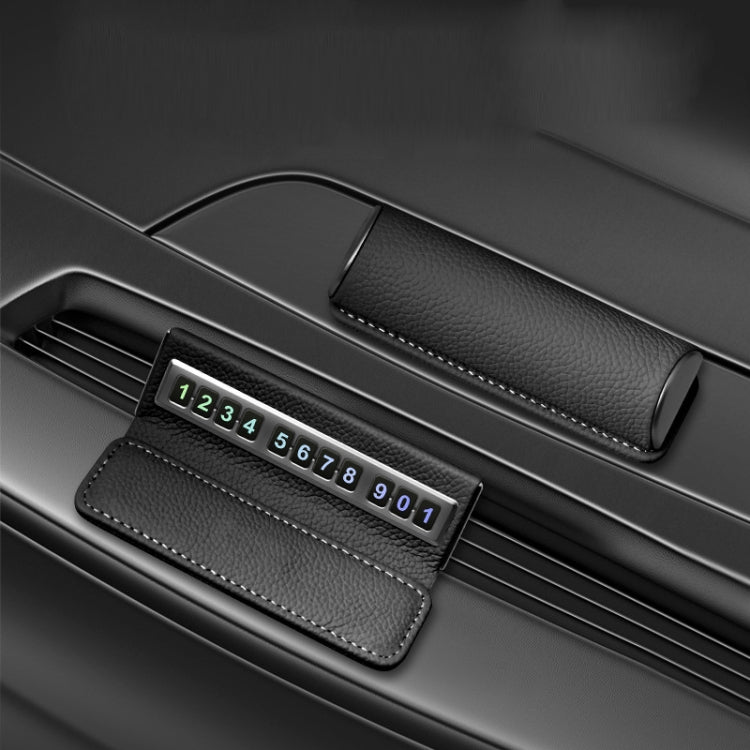 Car Front Windshield Temporary Parking Number Plate Interior Decoration(Black) by buy2fix