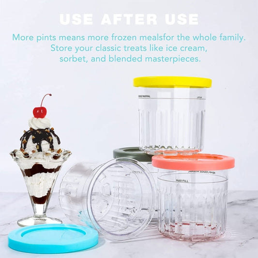 For Ninja NC299AMZ NC300s 4pcs/Set Ice Cream Storage Containers with Lids by buy2fix