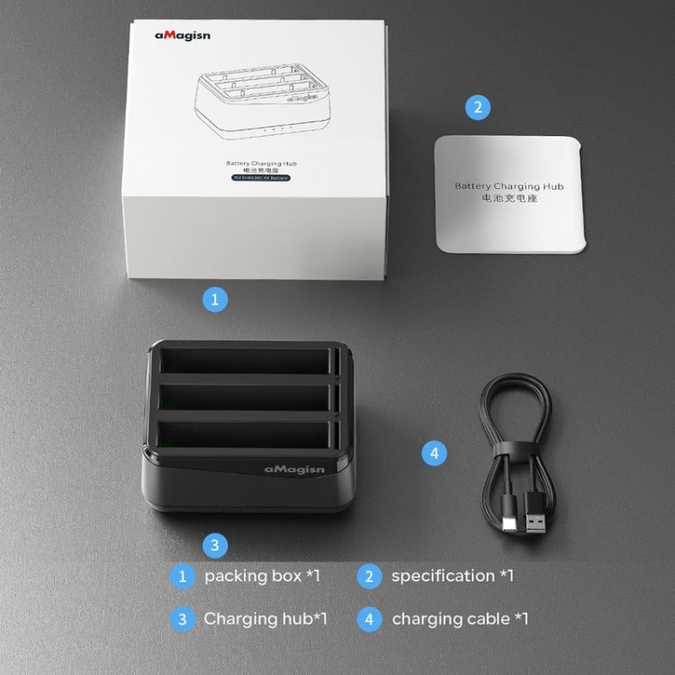 For Insta360 X4 AMagisn Battery Charger Charging Seat Camera Accessories by aMagisn