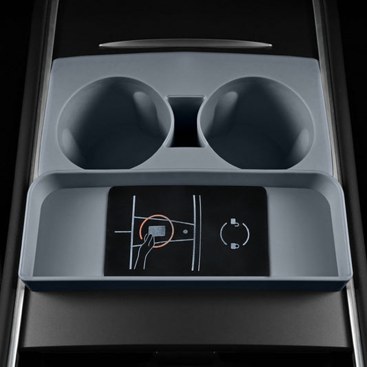 For Tesla Model3/Y Central Water Cup Limiter Silicone Coaster(Gray) by buy2fix