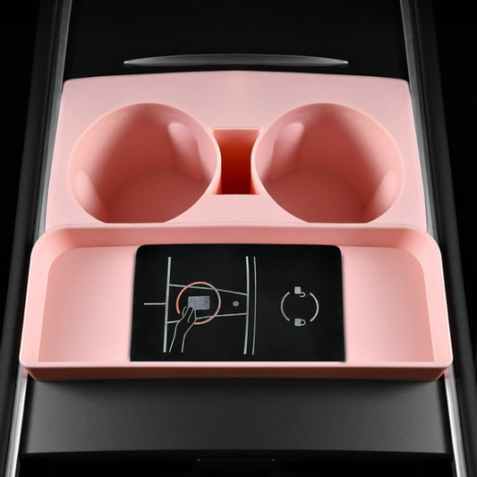 For Tesla Model3/Y Central Water Cup Limiter Silicone Coaster(Pink) by buy2fix