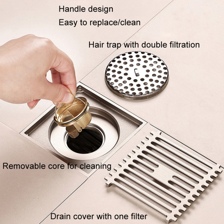 All Copper Brushed Anti-Odor Floor Drain Gravity Copper Core Bathroom Floor Drain, Specification: Sealed for Washing Machine by buy2fix