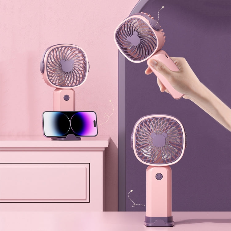 Handheld Portable Mini Multifunctional Fan With Phone Holder Function, Color: Pink Purple no Battery by buy2fix