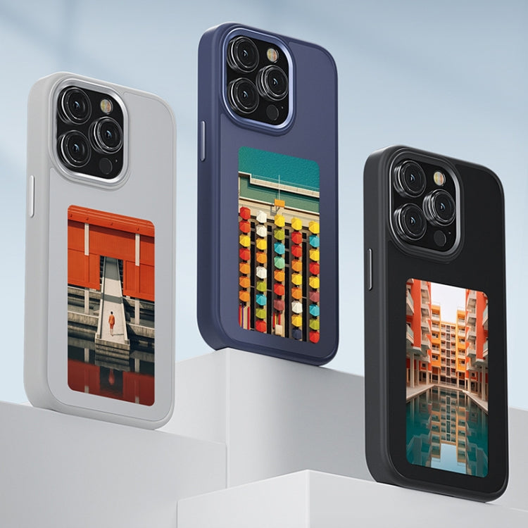For iPhone 15 NFC Four-Color E-ink Screen DIY Phone Case(Gray) - iPhone 15 Cases by buy2fix | Online Shopping UK | buy2fix