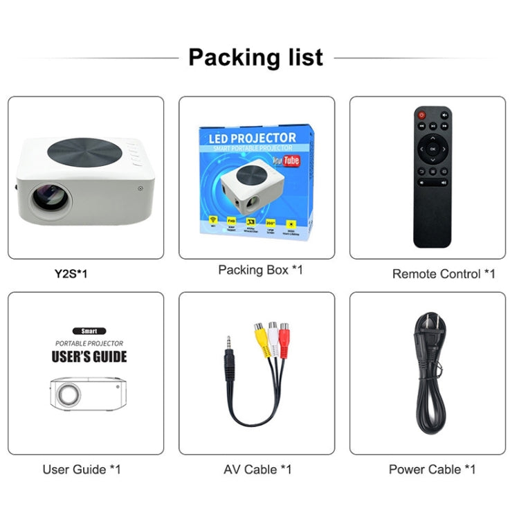 Y2S 1080P Mini LED WiFi Projector Support Wireless Wired Screen Mirroring Youtube Version(EU Plug) by buy2fix