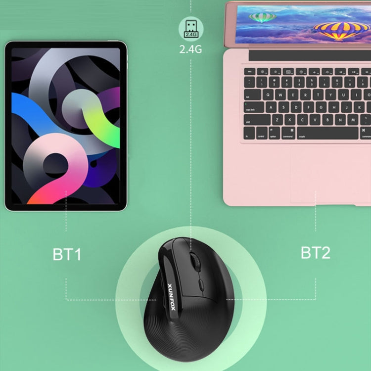 XUNSVFOX H5 Upright Vertical Dual Mode Mouse Rechargeable Wireless Business Office Mouse(White) by XUNSVFOX