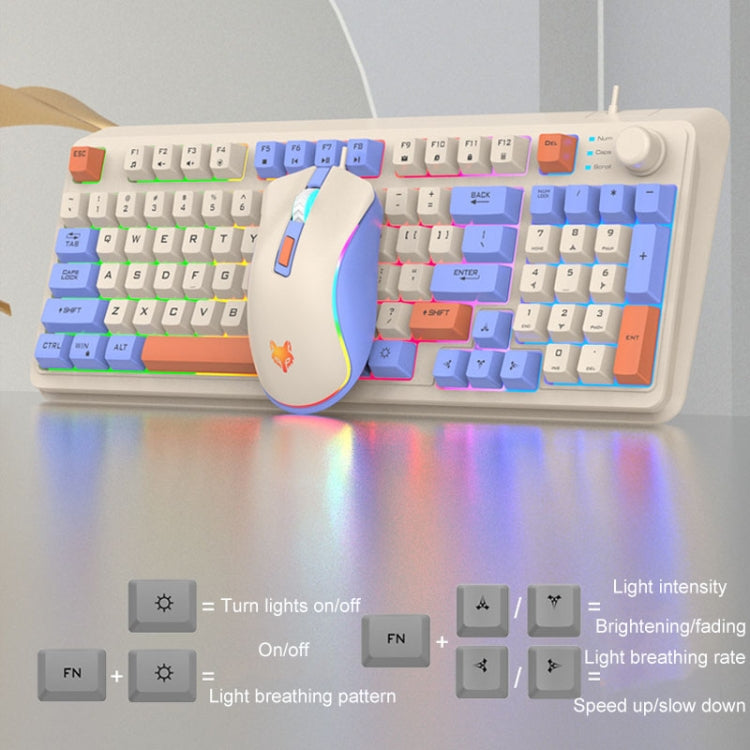XUNSVFOX K820 Wired Gaming Mechanical Feeling 94 Keys Keyboard And Mouse Set(Lake Blue) by XUNSVFOX