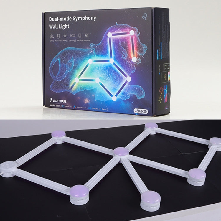 JSK-P30 9 Sections Smart WiFi Bluetooth Splicing Atmosphere Light Sound Control Constellation Light Support Amazon Alexa / Google Assistant / DuerOS UK Plug(White) by buy2fix