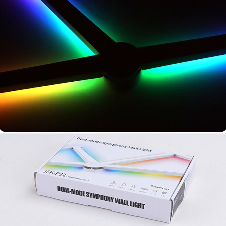 JSK-P22 5V Bluetooth RGB Stitching Light E-Sports Atmosphere Decorative Lamp, Style: 9 Sections+USB To DC Line+EU Plug(Black) by buy2fix