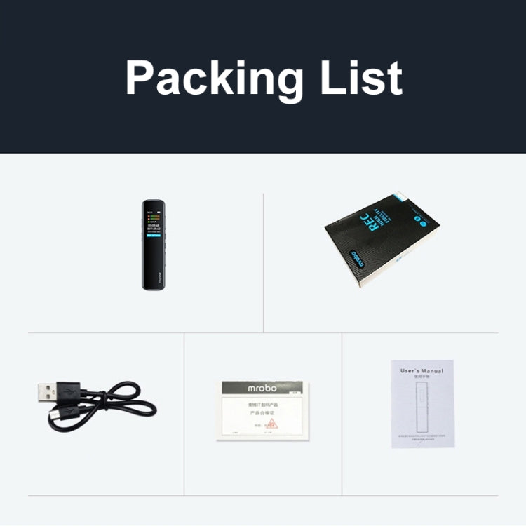 Mrobo RV-19 0.96-inch HD Screen 3D Noise Reduction Recording Pen Music Player, Capacity: 8GB(Black) by Mrobo