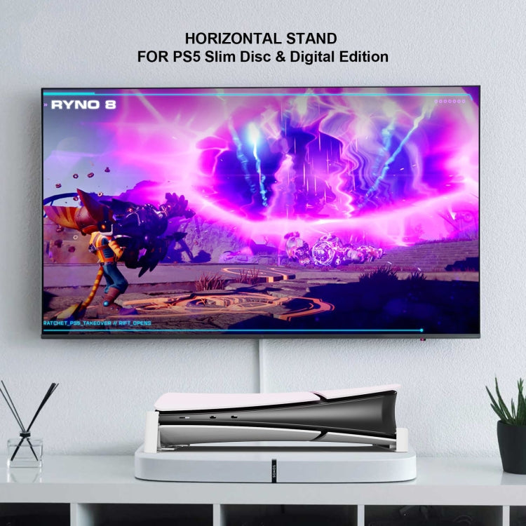 For PS5 Slim JYS-P5189 Console Horizontal Placement Stand Digital / Optical Drive Version Universal Storage Mount(White) by JYS