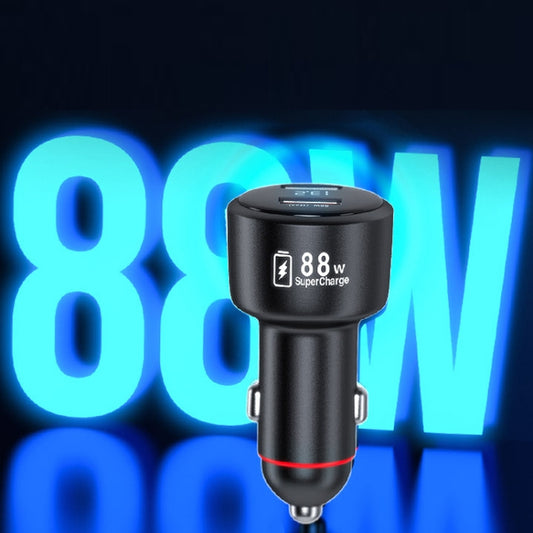 88W Vehicle Mini Fast Charging Charger Car One To Two Cigarette Lighter by buy2fix