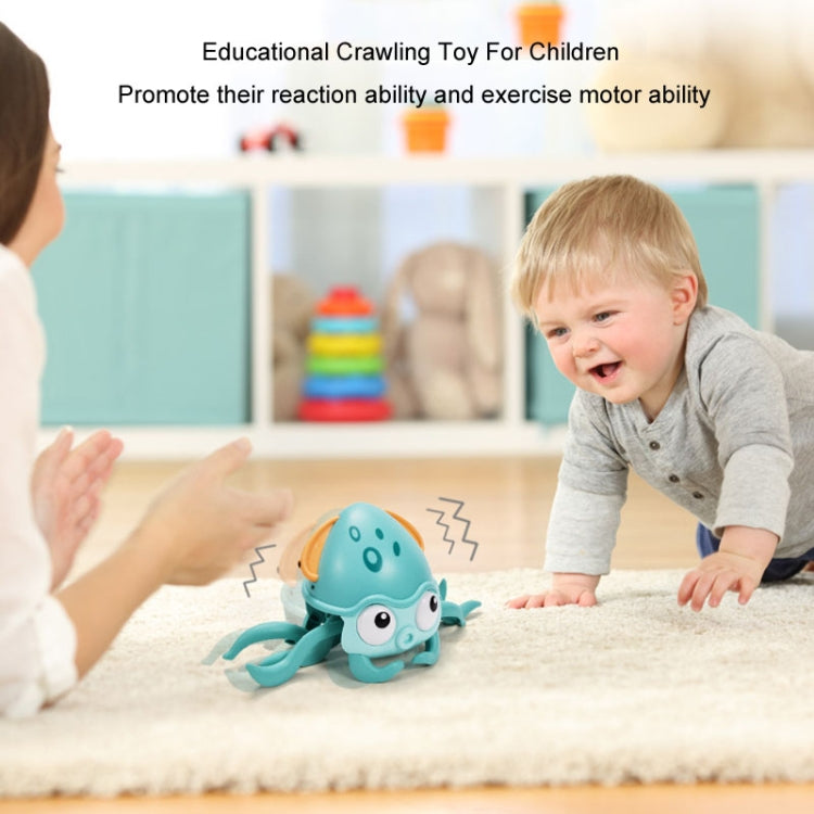 Children Electrical Sensor Octopus Toy Automatic Obstacle Avoidance Sound Light Crawling Quirky Toy(Green) by buy2fix