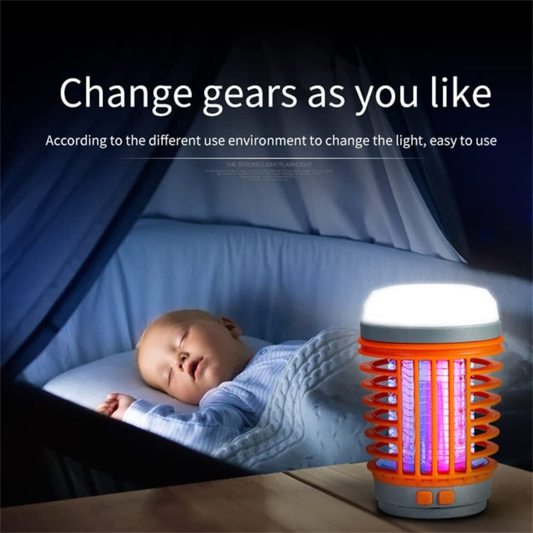 E-SMARTER W890-1 Solar LED Electric Shock Mosquito Light Outdoor USB Rechargeable Lighting Mosquito Trap(Orange) by E-SMARTER