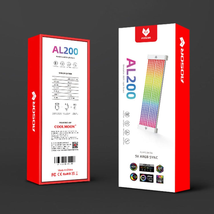 AOSOR Al200 Neon Cable Computer Motherboard Graphics Card Glow Board Power Supply Line Decoration(Black) by AOSOR