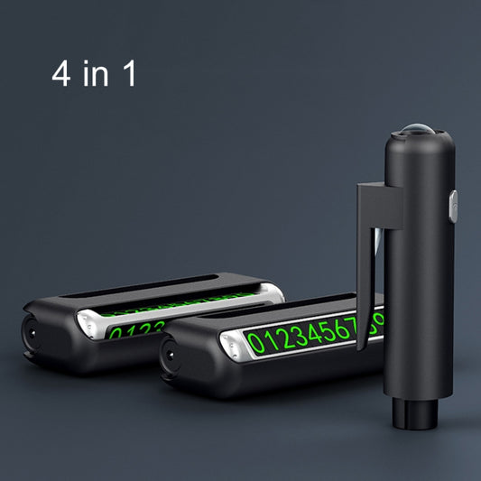 Car Safety Hammer Car Escape Device Temporary Parking Number Plate(4 In 1) by buy2fix