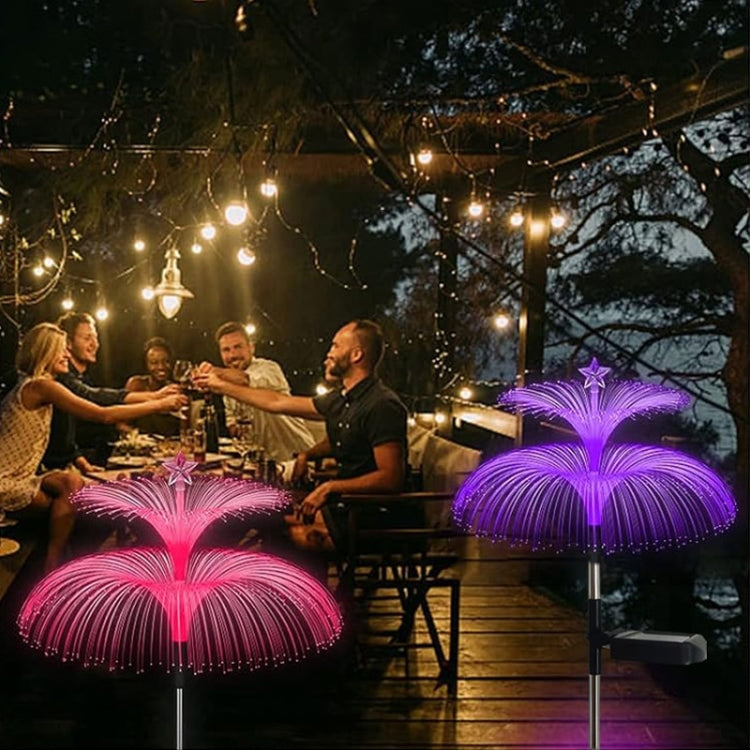 Solar Optical Fiber Jellyfish Lights Outdoor LED Waterproof Garden Decoration Ambiance Light, Style: Stars (Stainless Steel Tube) by buy2fix