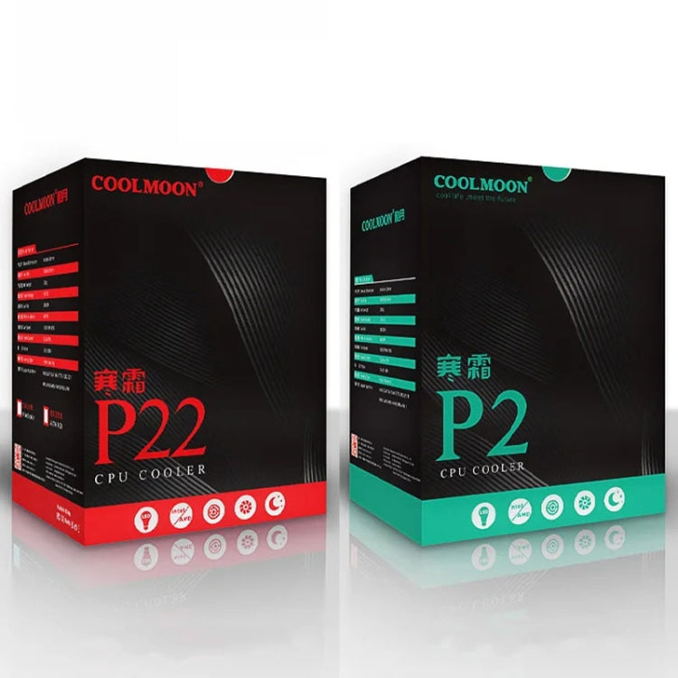 COOLMOON Frost Double Copper Tube CPU Fan Desktop PC Illuminated Silent AMD Air-Cooled Cooler, Style: P2 Magic Moon Edition Single Fan by COOLMOON