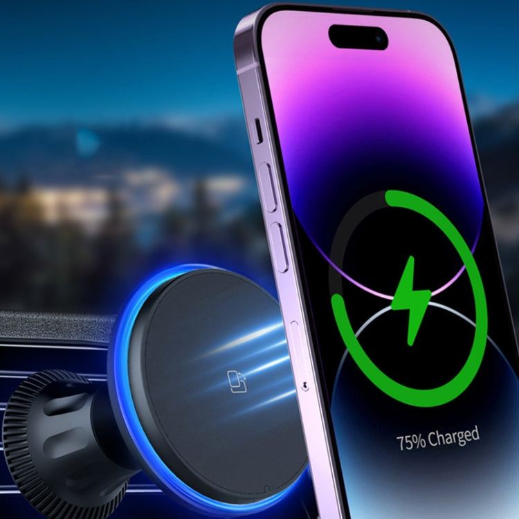 Car Magnetic Wireless Charging Cell Phone Holder With Ambient Light, Style: Colorful Light by buy2fix