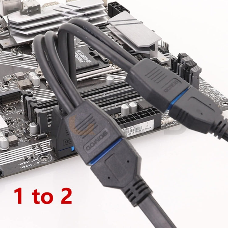 21cm Computer Motherboard 19 Pin USB3.0 One To Two Extension Cable by buy2fix