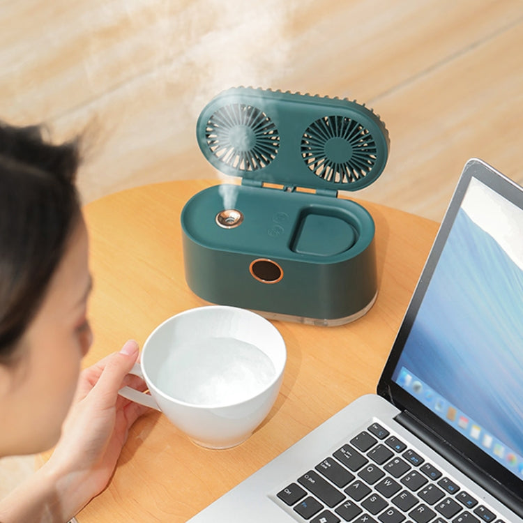 WT-818 Dual-leaf Spray Smart Digital Display Desktop Fan Night Light Humidification Cooler(Green) by buy2fix