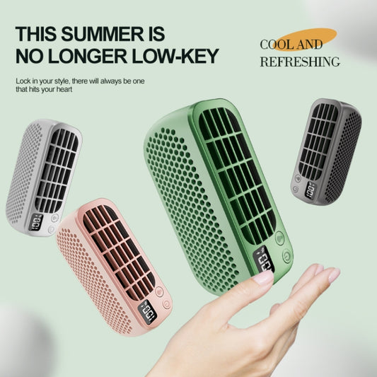 USB Charging Digital Display Portable Bladeless Outdoor Mini Night Light Fan(Green) by buy2fix