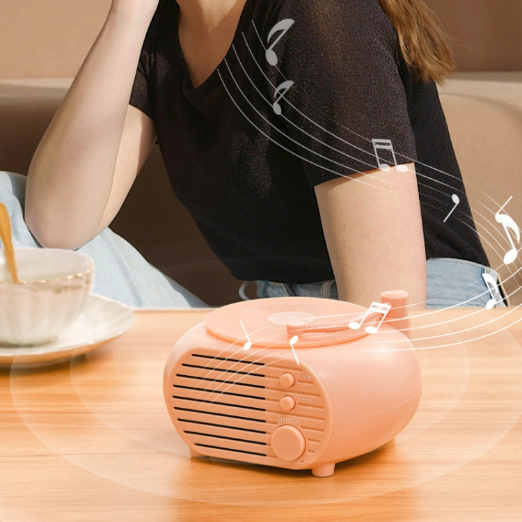 Retro Mini Record Player Wireless Bluetooth Speaker Multifunctional Card Desktop Speaker(Pink Black) by buy2fix