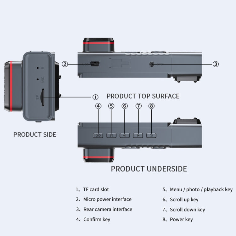 3 Camera Lens 3-inch IPS Screen WiFi Car Dash Cam 1080P Night Vision Dash Camera for Cars 64G by buy2fix