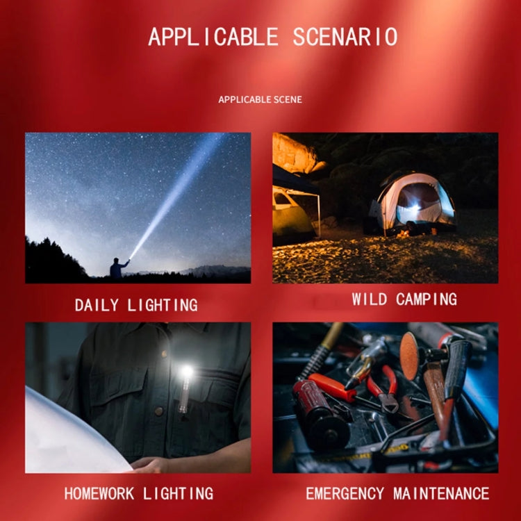 90 Degree Foldable Flashlight White / Red / Green Lights Waterproof Magnetic Torch Built In 18650 Lithium Battery by buy2fix