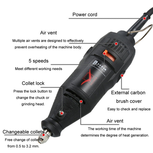 VICOVER Small Adjustable Speed Electrical Grinder Set Jade Carving Pen Polishing Tool EU Plug, Model: 100pcs Parts by VICOVER