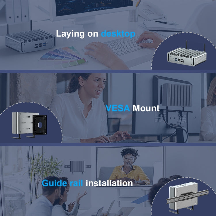 HYSTOU P09B-J4125-4L 8GB DDR4+128GB SSD Industrial Computer Soft Route From 2.5G Multi -Network HTPC Server Mini Console(With EU Adapter) by HYSTOU