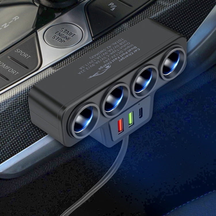 1 to 4 Q3.0 Car Cigarette Lighter Fast Charging 120W Car Conversion Plug(BY-1369) by buy2fix