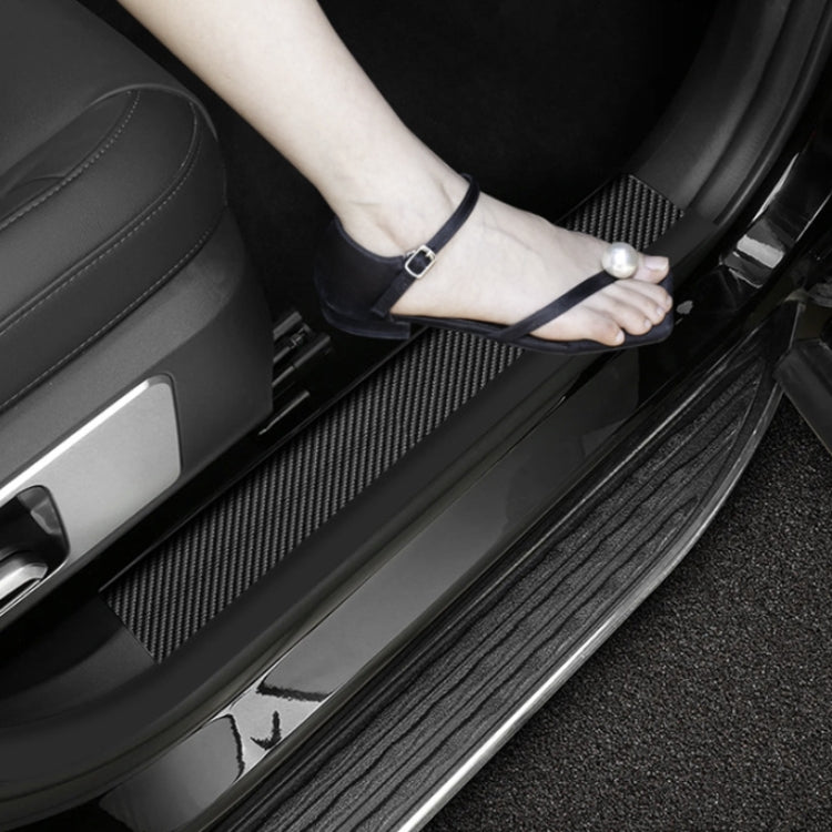 4pcs/Set Car Door Sill Strip PVC Anti-scratch Anti-dirt Protective Film(Carbon Fiber Gray) by buy2fix