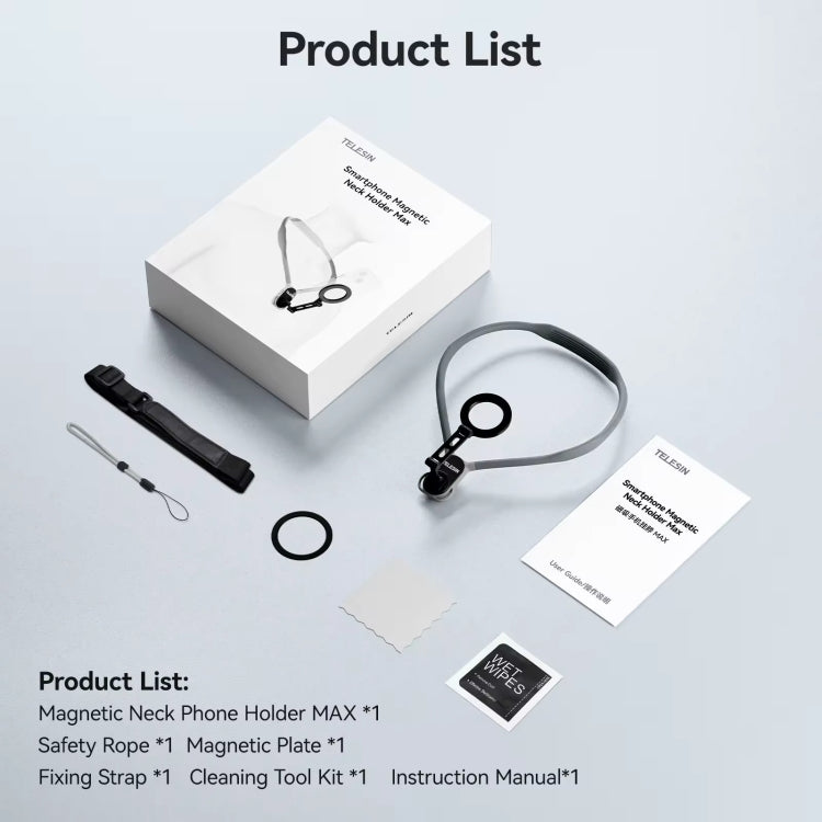 TELESIN MNM-002 Magsafe Magnetic Suction Mobile Phone Hanging Neck POV Viewing Angle Lazy Stand(Blue) by TELESIN