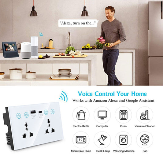 Graffiti Smart Socket With Switch USB+Type-C Dual Port Remote Control Socket, UK Plug, Style: Wifi Black by buy2fix