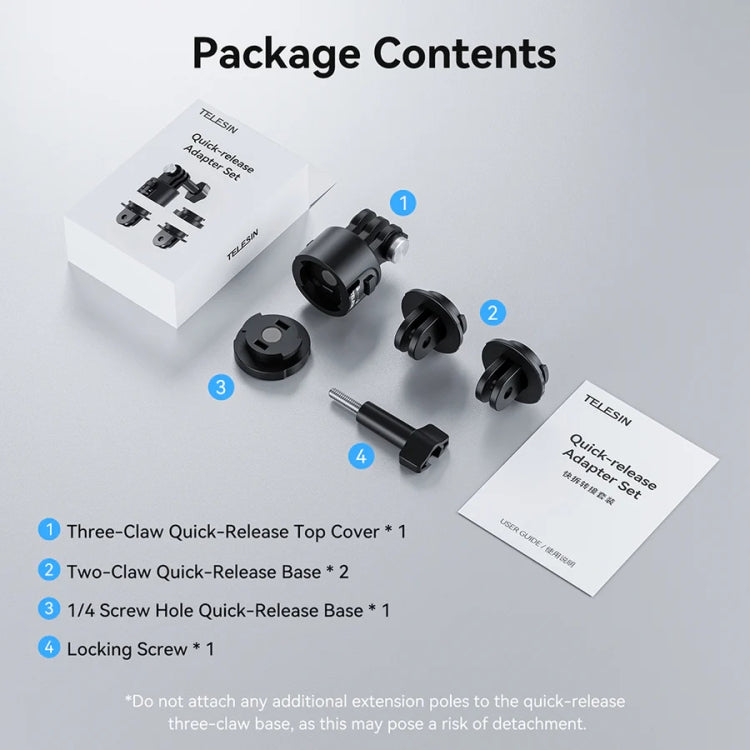 TELESIN CQM-001 Universal Magnetic Quick Release Adapter Kit For Sports Cameras(Black) by TELESIN