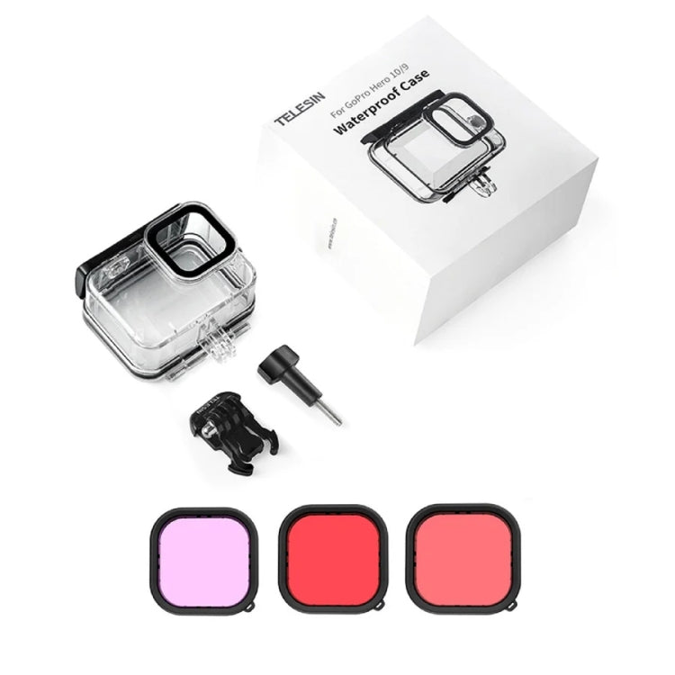 TELESIN GP-WTP-901 45m Diving Shell, For GoPro HERO12 Black / HERO11 Black / HERO10 Black / HERO9 Black Shell+Filter Set by TELESIN