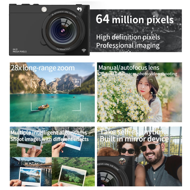 High-Definition CCD Digital Camera 64 Million WiFi Card Camera, Color: White + Microphone by buy2fix