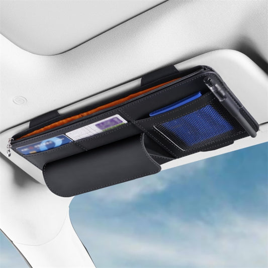 Multi-functional Car Sunshade Sunglasses ID Ticket Storage Bag Car Sun Visor Eyeglasses Case(Pink) by buy2fix