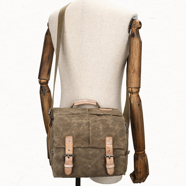 Camera Shoulder Messenger Bag Batik Canvas Waterproof Photography SLR Camera Bag(Khaki) by buy2fix